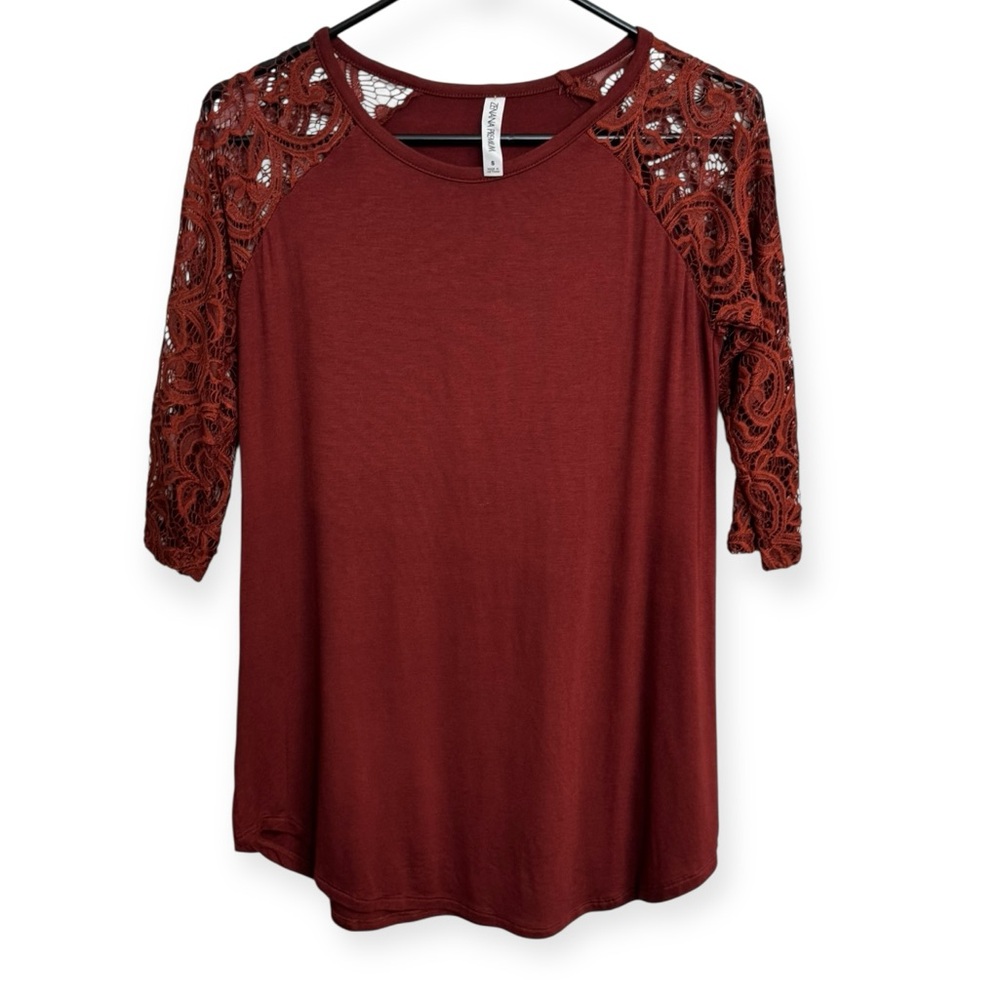 Zenana Premium Rust Lace Sleeve Blouse Size S
